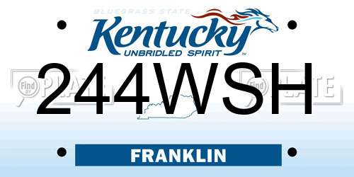 244WSH Kentucky License Plate