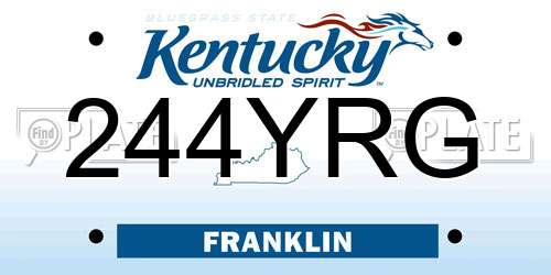 244YRG Kentucky License Plate