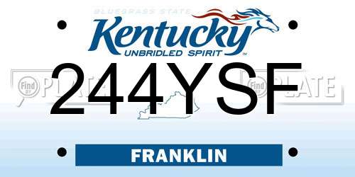 244YSF Kentucky License Plate