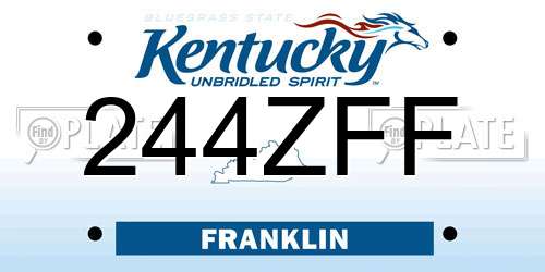 244ZFF Kentucky License Plate