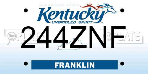 244ZNF Kentucky License Plate