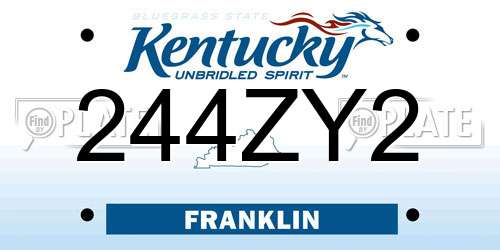 244ZY2 Kentucky License Plate
