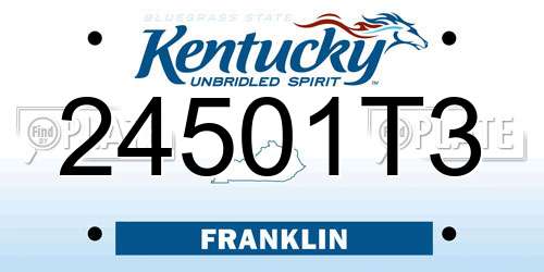 24501T3 Kentucky License Plate