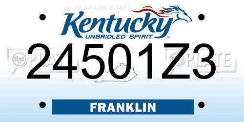 24501Z3 Kentucky License Plate