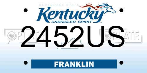 2452US Kentucky License Plate