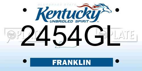2454GL Kentucky License Plate