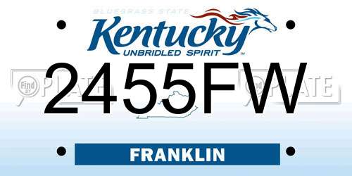 2455FW Kentucky License Plate