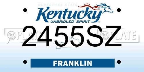 2455SZ Kentucky License Plate