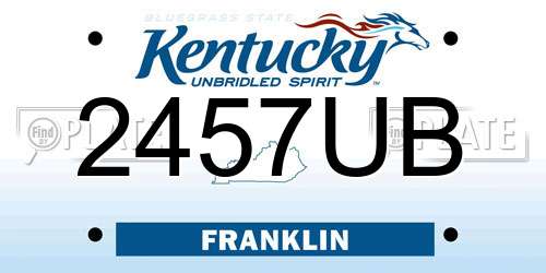 2457UB Kentucky License Plate