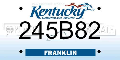 245B82 Kentucky License Plate
