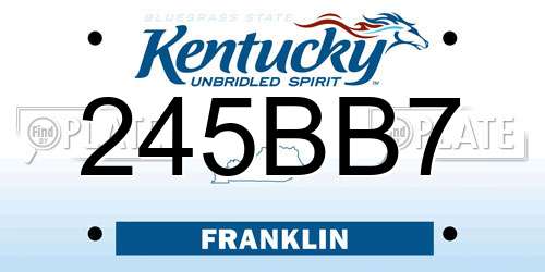 245BB7 Kentucky License Plate