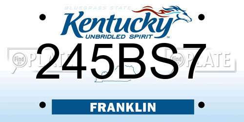 245BS7 Kentucky License Plate