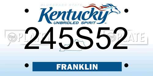 245S52 Kentucky License Plate