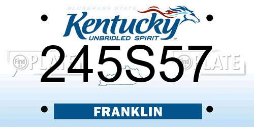 245S57 Kentucky License Plate