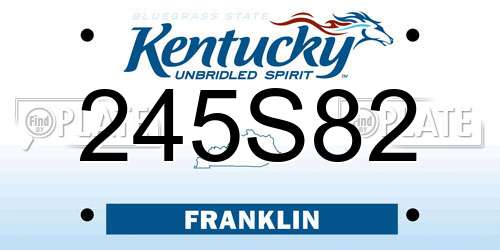 245S82 Kentucky License Plate