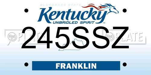 245SSZ Kentucky License Plate