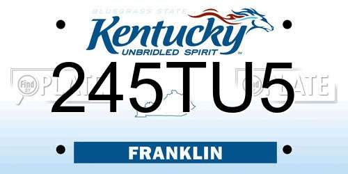 245TU5 Kentucky License Plate