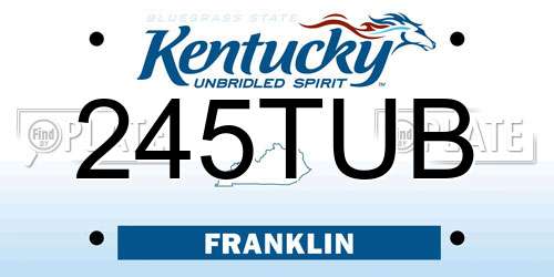 245TUB Kentucky License Plate