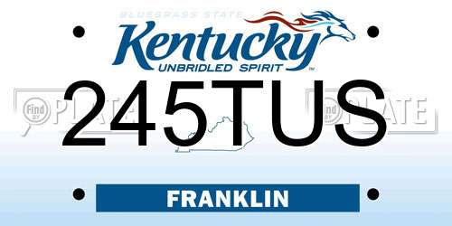 245TUS Kentucky License Plate