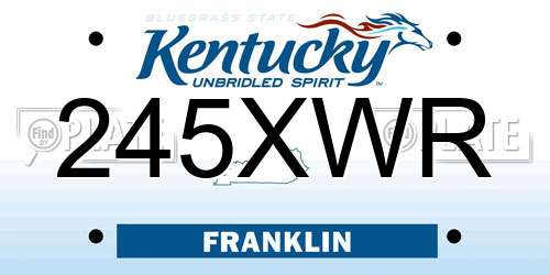 245XWR Kentucky License Plate
