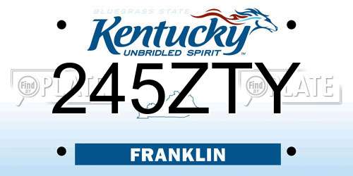 245ZTY Kentucky License Plate