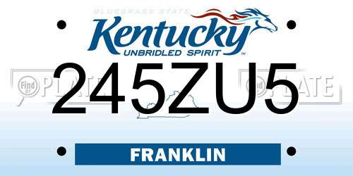 245ZU5 Kentucky License Plate