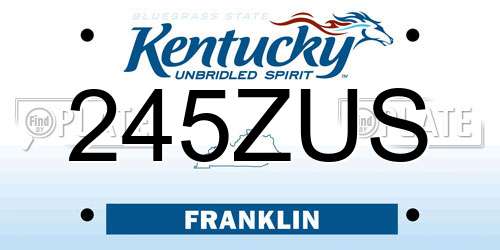 245ZUS Kentucky License Plate