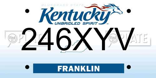 246XYV Kentucky License Plate