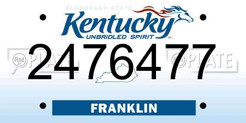 2476477 Kentucky License Plate