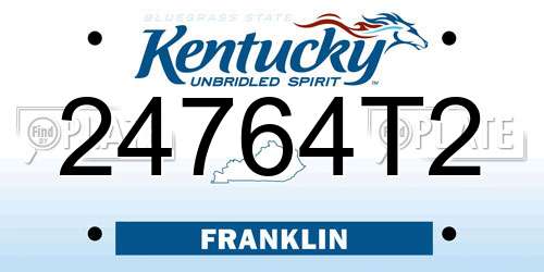 24764T2 Kentucky License Plate