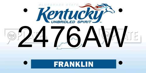 2476AW Kentucky License Plate