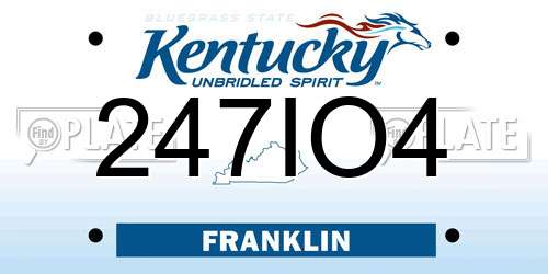 247IO4 Kentucky License Plate