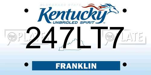 247LT7 Kentucky License Plate