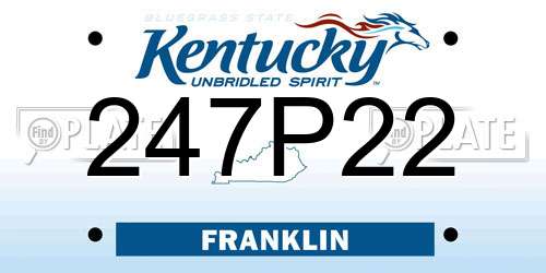247P22 Kentucky License Plate