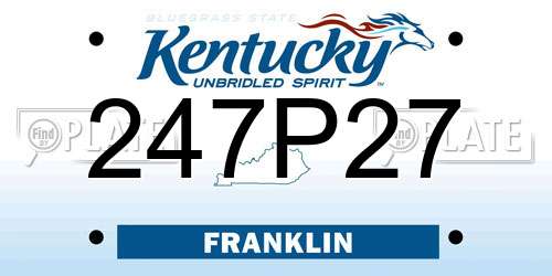 247P27 Kentucky License Plate
