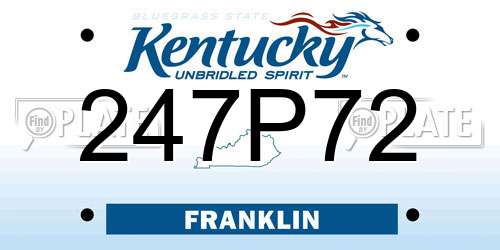 247P72 Kentucky License Plate