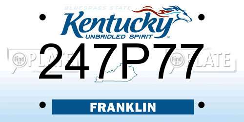 247P77 Kentucky License Plate