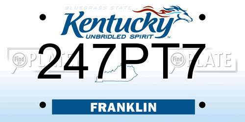 247PT7 Kentucky License Plate