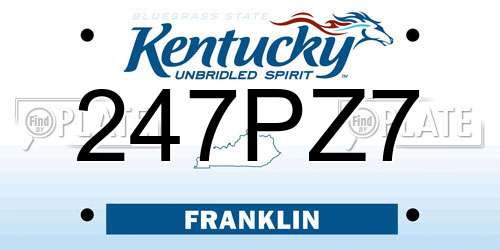 247PZ7 Kentucky License Plate