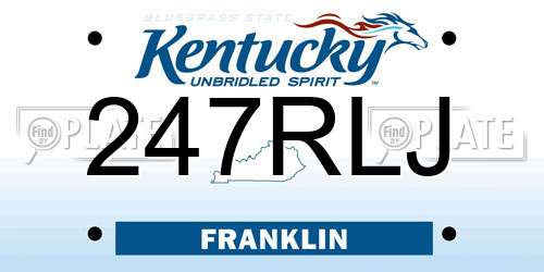 247RLJ Kentucky License Plate