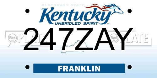 247ZAY Kentucky License Plate