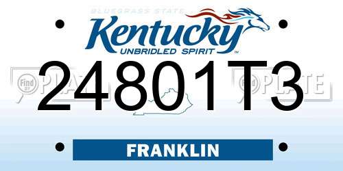 24801T3 Kentucky License Plate