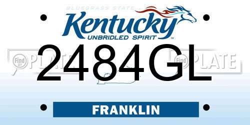 2484GL Kentucky License Plate