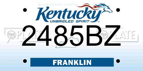 2485BZ Kentucky License Plate