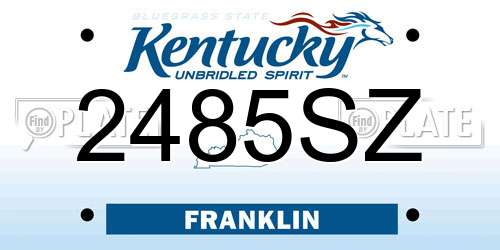 2485SZ Kentucky License Plate