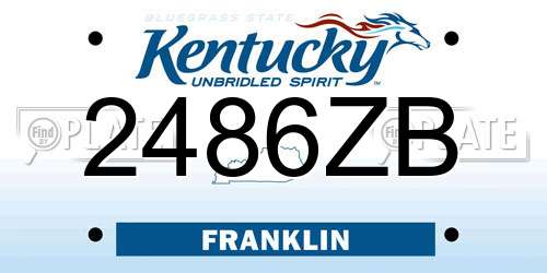 2486ZB Kentucky License Plate