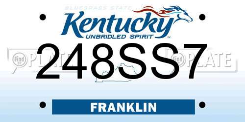 248SS7 Kentucky License Plate