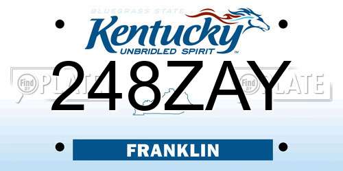 248ZAY Kentucky License Plate