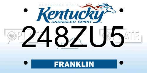 248ZU5 Kentucky License Plate