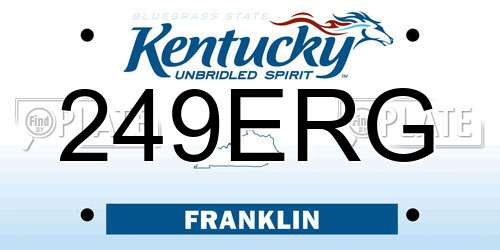249ERG Kentucky License Plate